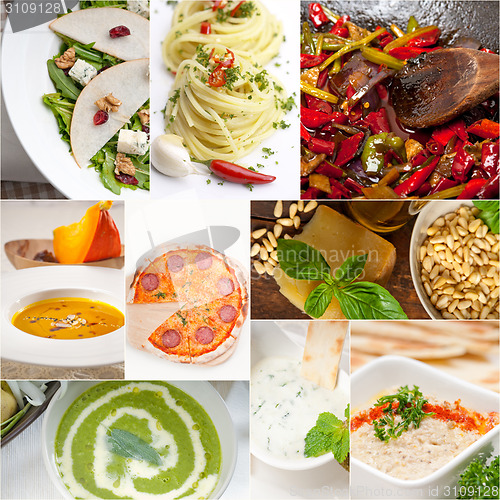 Image of healthy and tasty Italian food collage