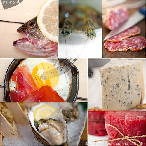 Image of high protein food collection collage