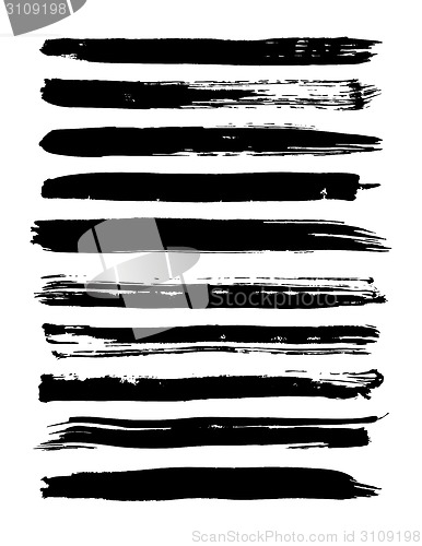 Image of Vector set of grunge brush strokes.