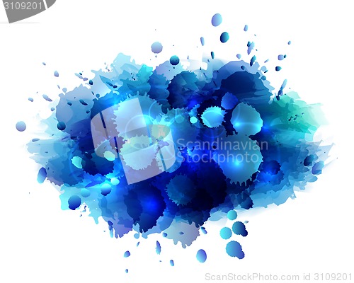 Image of Abstract artistic background of blue paint splashes