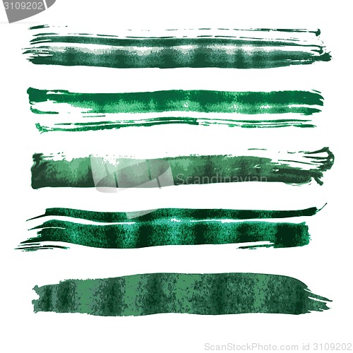 Image of Green watercolor brush vector strokes