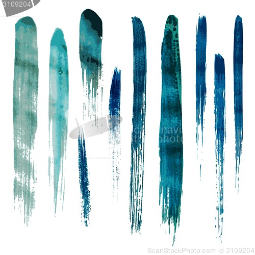 Image of Blue watercolor brush vector strokes