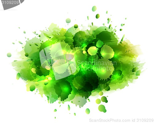 Image of Abstract artistic background of green paint splashes