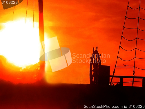 Image of Sunset on a boat