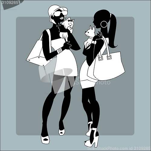 Image of Ladies hand dogs talking