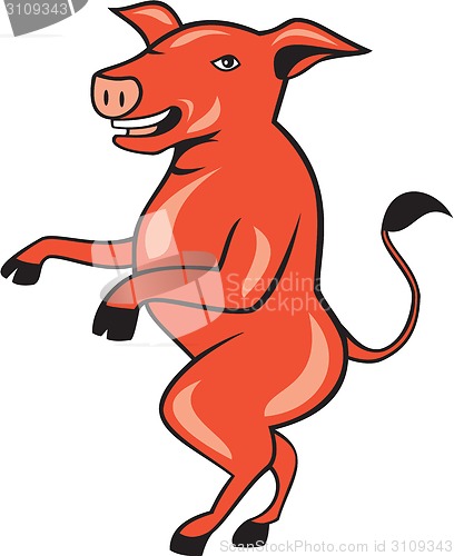 Image of Pig Walking Tall Side Cartoon