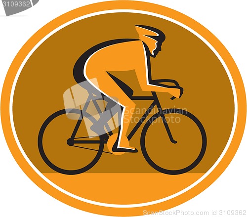 Image of Cyclist Riding Bicycle Cycling Racing Circle Retro