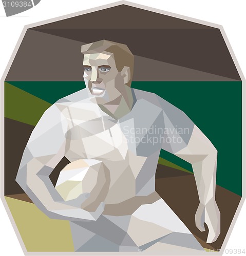 Image of Rugby Player Running Low Polygon