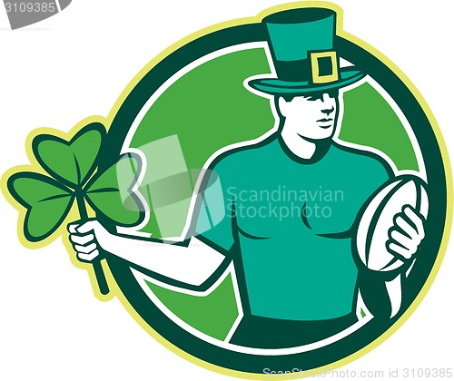 Image of Irish Rugby Player Holding Shamrock 