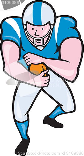 Image of American Football Running Back Fending Cartoon