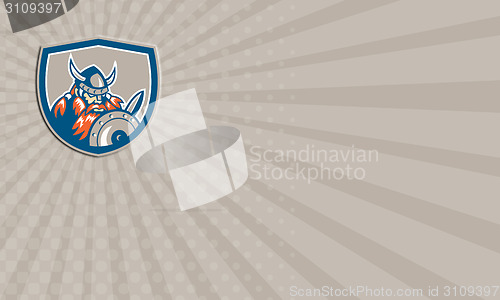 Image of Business card Viking Raider Barbarian Warrior Shield Retro