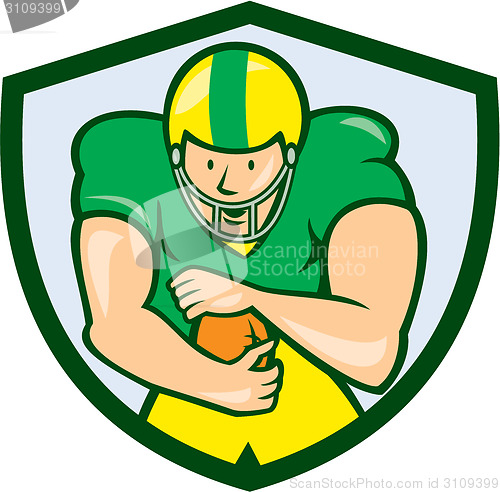 Image of American Football Running Back Shield Cartoon