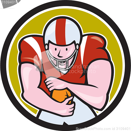 Image of American Football Running Back Circle Cartoon
