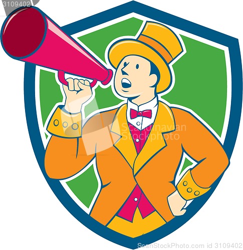 Image of Circus Ringmaster Bullhorn Crest Cartoon