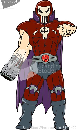 Image of Skull Masked Warrior Pointing Cartoon