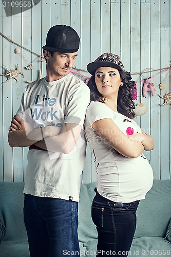 Image of Funny couple waiting for children