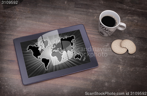 Image of World map on a tablet