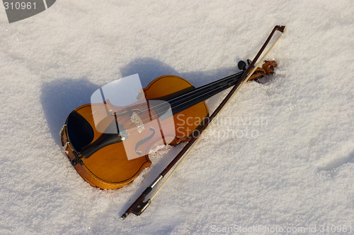 Image of A violin in snow.