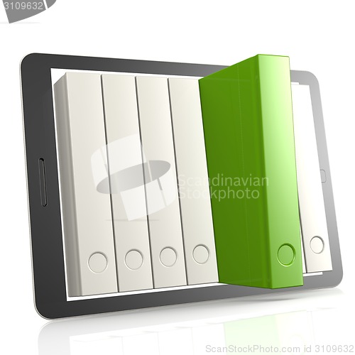 Image of Green book and tablet