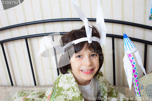 Image of boy in the image of the American Indian