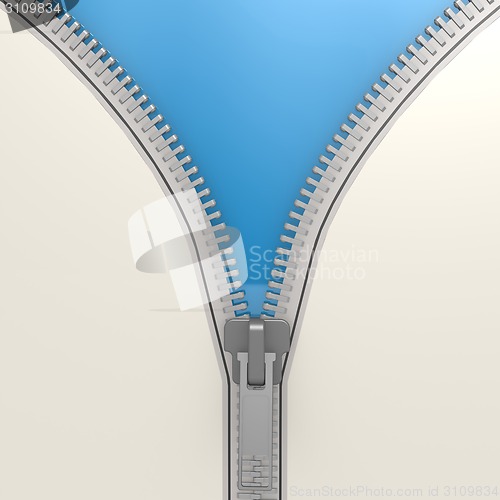 Image of Isolated zipper with blue background
