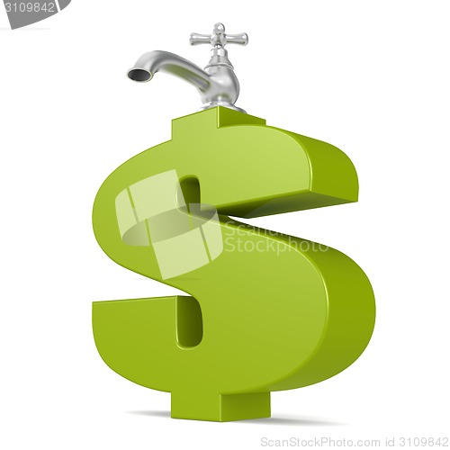 Image of Water tap with green dollar sign