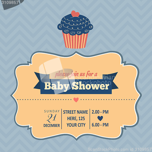 Image of baby shower invitation in retro style