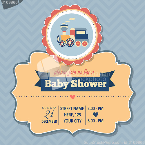 Image of baby shower invitation in retro style