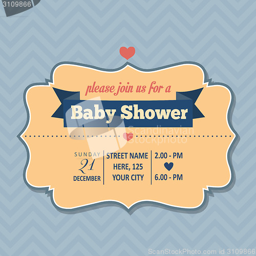Image of baby shower invitation in retro style