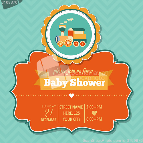 Image of baby shower invitation in retro style