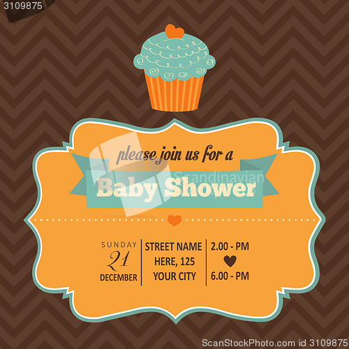 Image of baby shower invitation in retro style