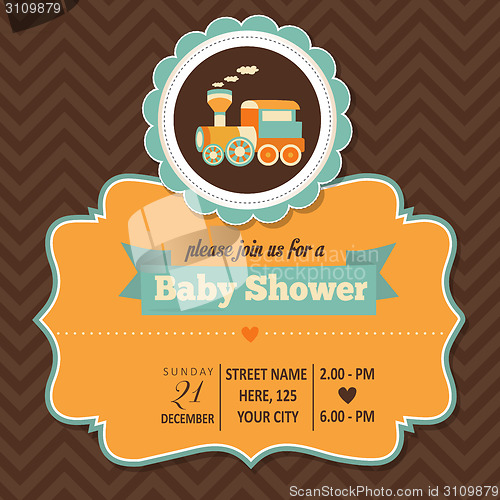 Image of baby shower invitation in retro style