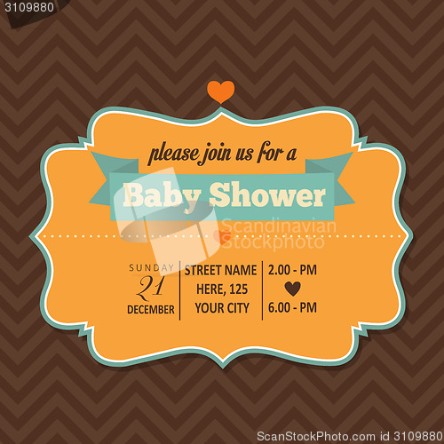 Image of baby shower invitation in retro style