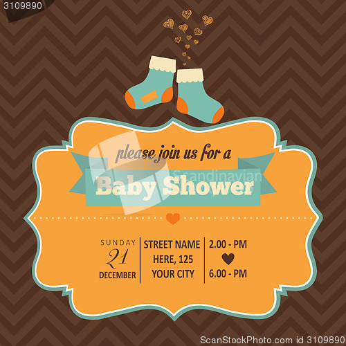 Image of baby shower invitation in retro style