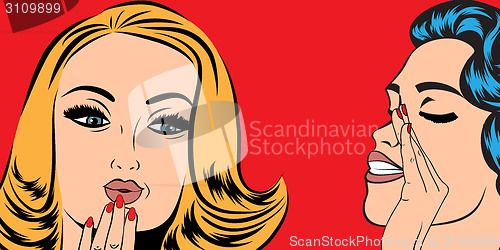 Image of pop art retro women in comics style that gossip