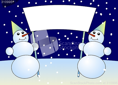 Image of Snowmen holding empty sign