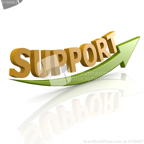 Image of Green arrow with support word