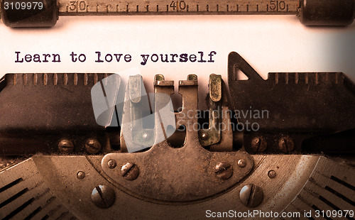 Image of Vintage inscription made by old typewriter