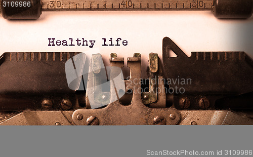 Image of Vintage inscription made by old typewriter