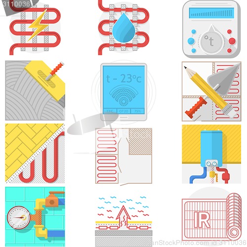 Image of Color icons vector collection for underfloor heating