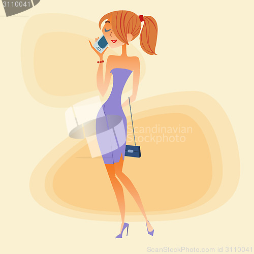 Image of Young woman talking on the phone