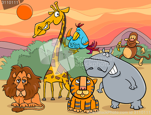 Image of wild animals group cartoon illustration