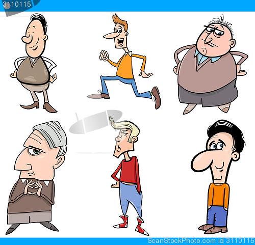 Image of men characters set cartoon illustration