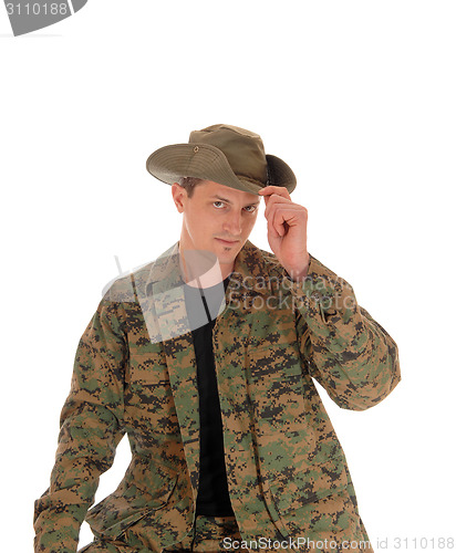 Image of Soldier in uniform and hat..