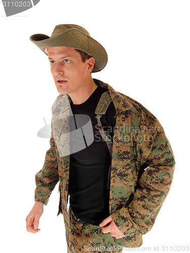Image of Soldier looking serious.