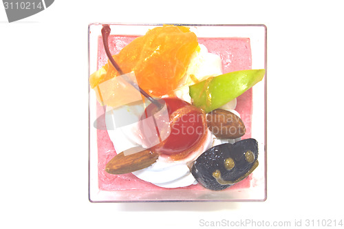 Image of cupcake with cream and fruits