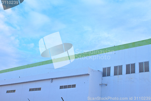 Image of Building concrete wall with blue sky