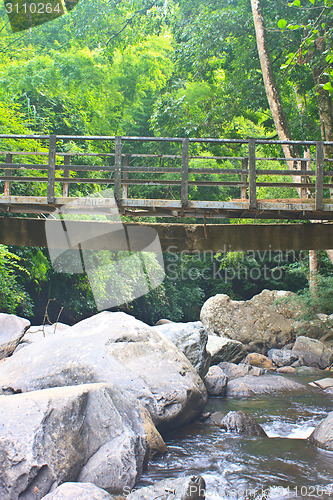 Image of wooden bridge over the stream