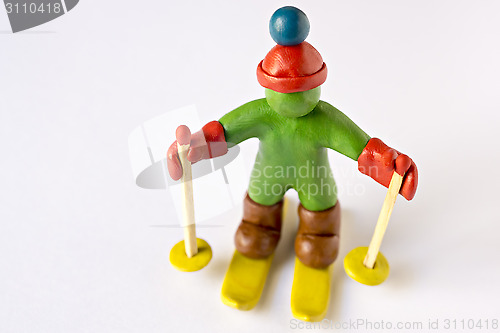 Image of Skier from plasticine