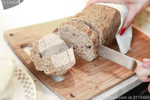 Image of bread is cut